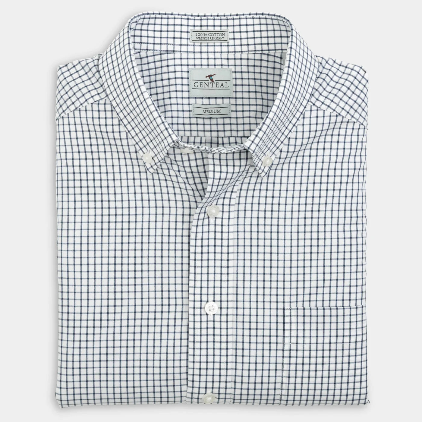 Navy Tattersall Cotton Sport Shirt