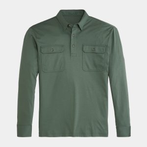 Laurel Green Long Sleeve Utility Polo