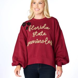 The Glitter Script Balloon Pullover - Florida State