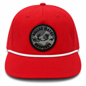 Outdoors PVC Circle Patch Hat - Gray Camo - Red/White
