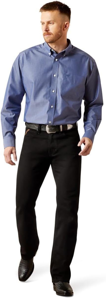 Wrinkle Free Solid Pinpoint Oxford LS Shirt - Oxford blue - Image 4