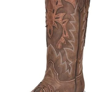 Chocolate/Cognac Overlay Snip Toe Boot