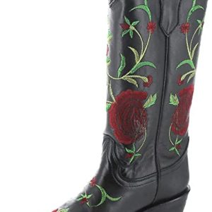 Black Flower Embroidery Women's Boot