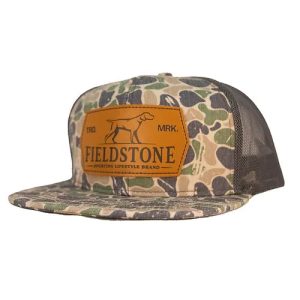 Backwoods Camo Grey Leather Patch Hat