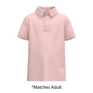 Youth Boys Heather Madison Stripe Polo - Conch Shell