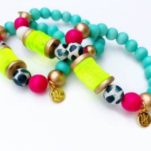 Aqua Fuchsia Black White Neon Yellow Disk