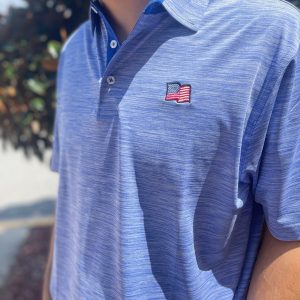 USA Flag Performance Polo - Ocean/Regal