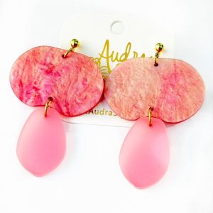 Veronica Spring Summer Geometric Statement Earring - Ruby Pearl and Blush