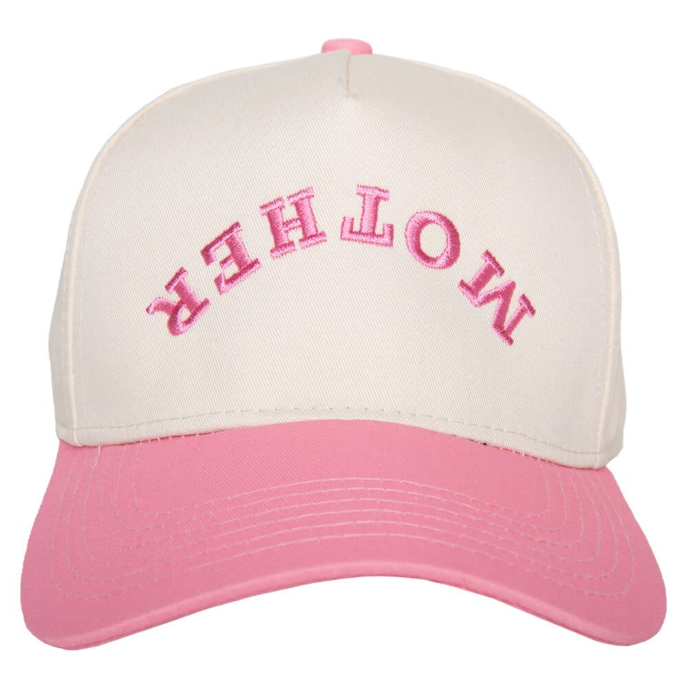MOTHER Upside Down Mother's Day Two-Toned Vintage Hat: Pink and Tan