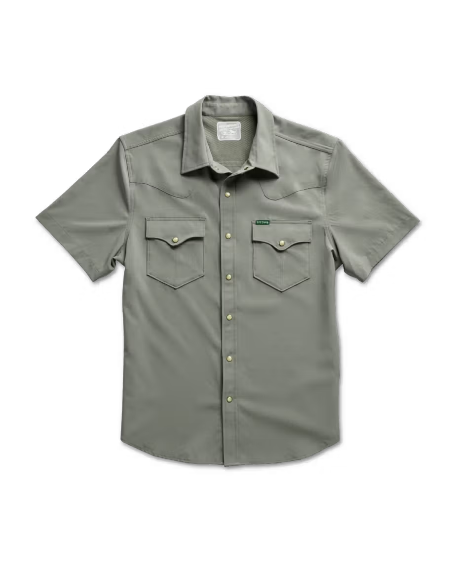 Men's Performance Western Short Sleeve Pearl Snap - Cactus