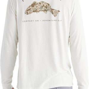 Redfish Camo Long Sleeve Tee - Heather Oyster