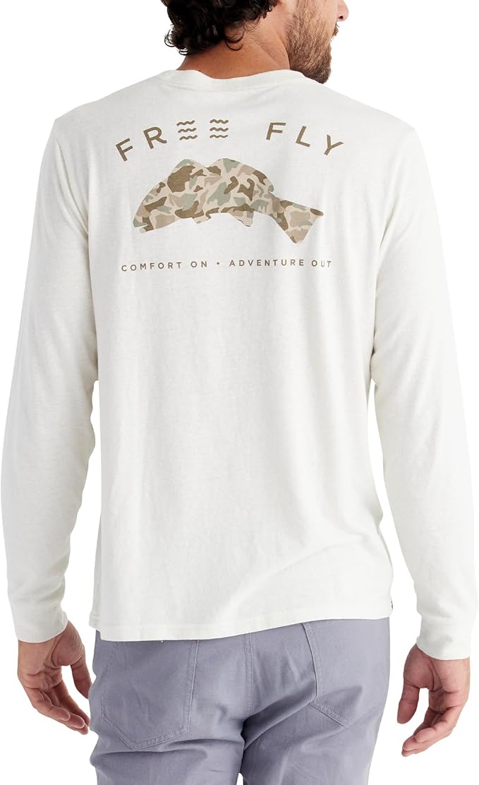 Redfish Camo Long Sleeve Tee - Heather Oyster