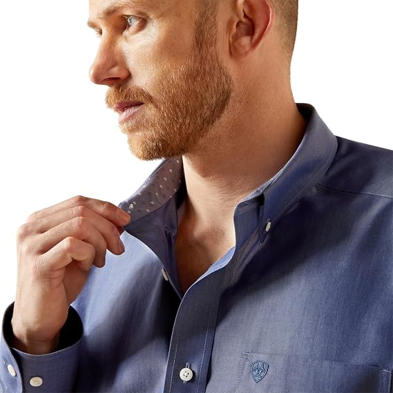 Wrinkle Free Solid Pinpoint Oxford LS Shirt - Oxford blue - Image 3