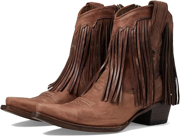 Ladies Brick Fringe Ankle Boot
