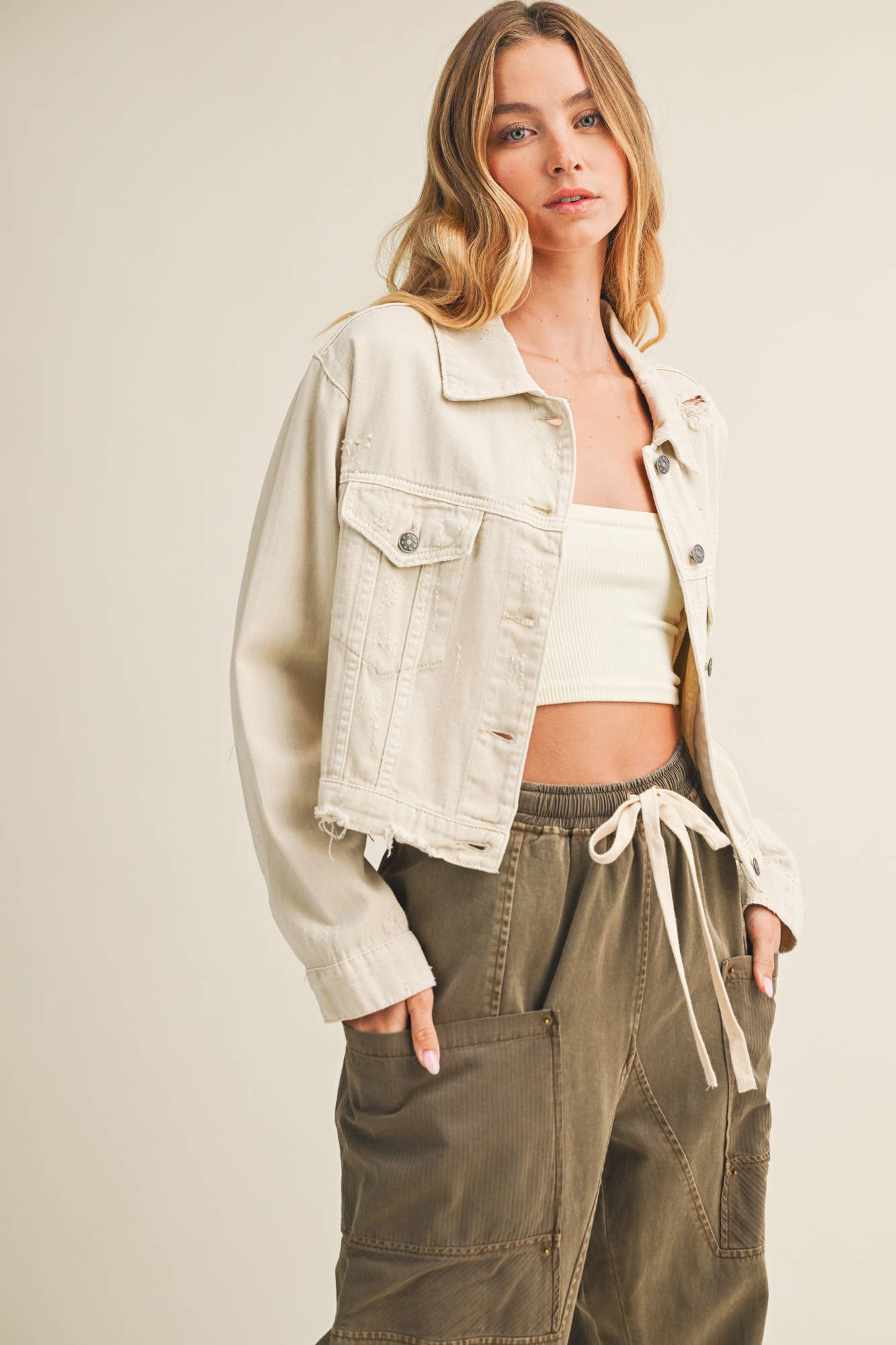 Denim Jacket - Bone
