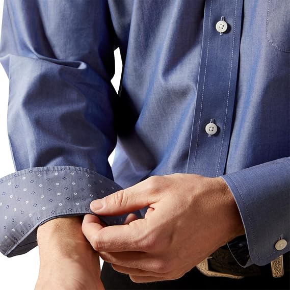 Wrinkle Free Solid Pinpoint Oxford LS Shirt - Oxford blue - Image 5