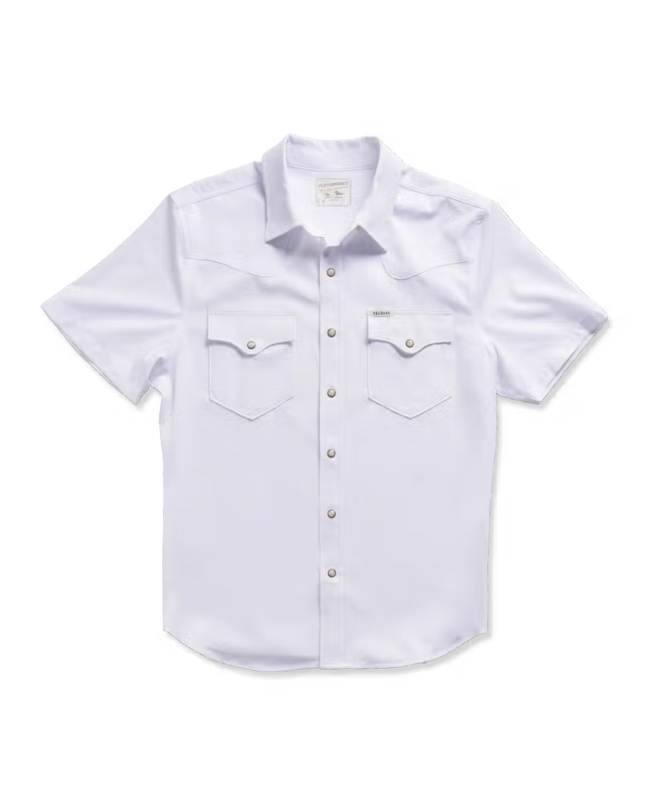 Men's Performance Western Short Sleeve Pearl Snap - White
