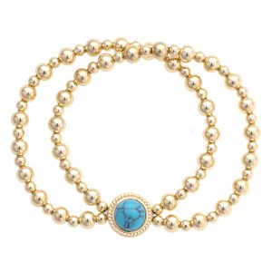 Los Alamos 2-Row Ball Bead Bracelet in Shiny Gold