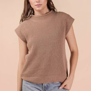 Oversized Soft Knit Sweater Vest - Mocha