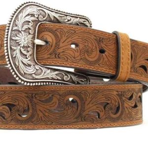 Women's Ariat Western Belt Scroll Print Cut Out Brown