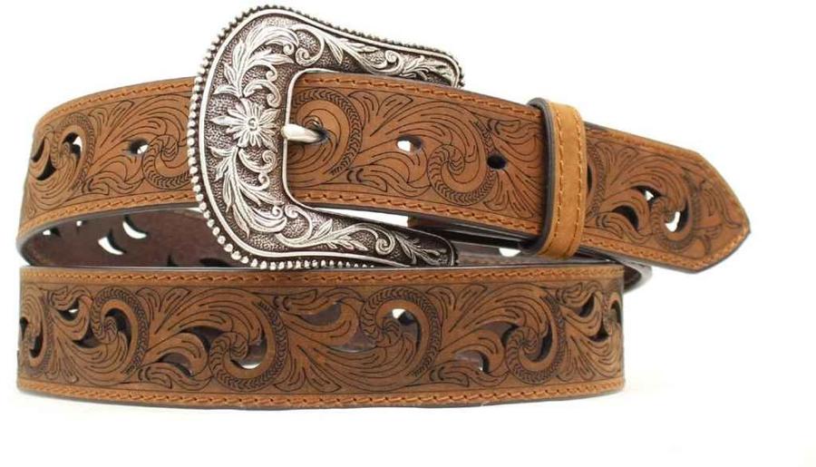Women's Ariat Western Belt Scroll Print Cut Out Brown