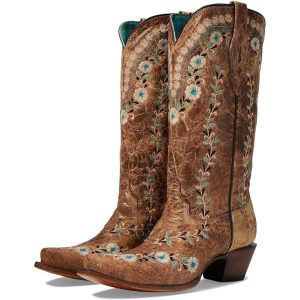 Cognac Flower Embroidery Corral Boot