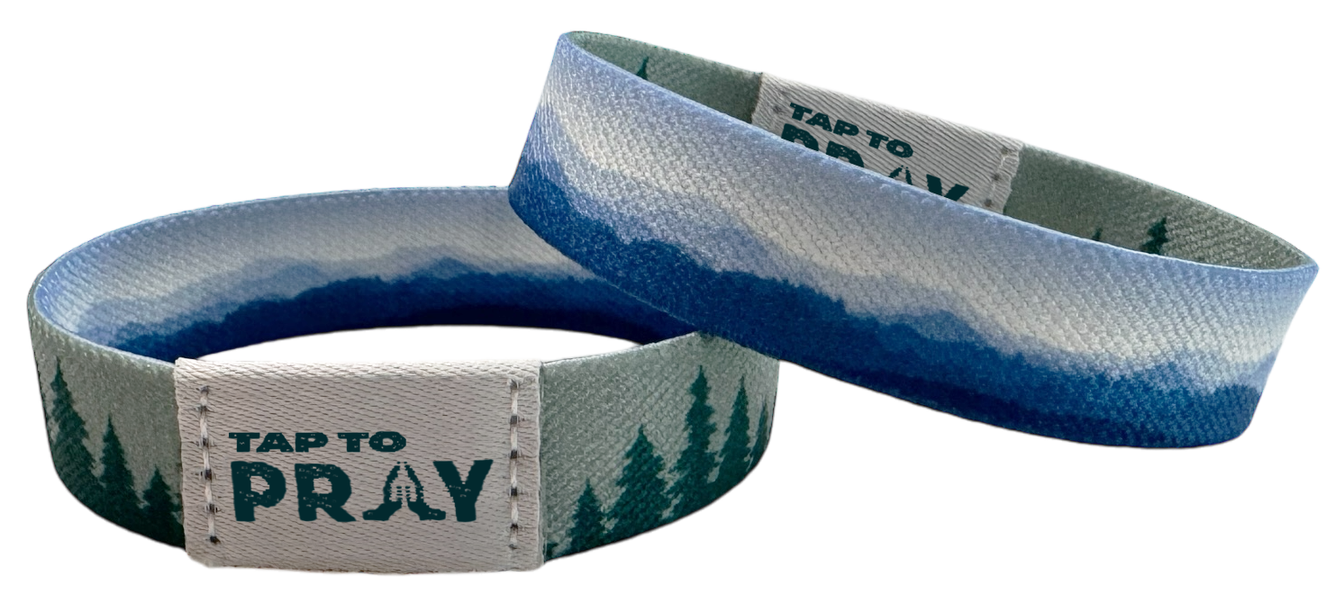 Tap To Pray Wristbands - Tap W/Phone For Daily Verse/Prayer: Blue Mountains & Green Forests