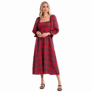 Vanessa Midi Dress - Plaid