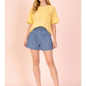 Mineral Washed Pocket Tee - Yellow