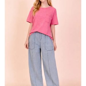 Mineral Washed Pocket Tee - Pink