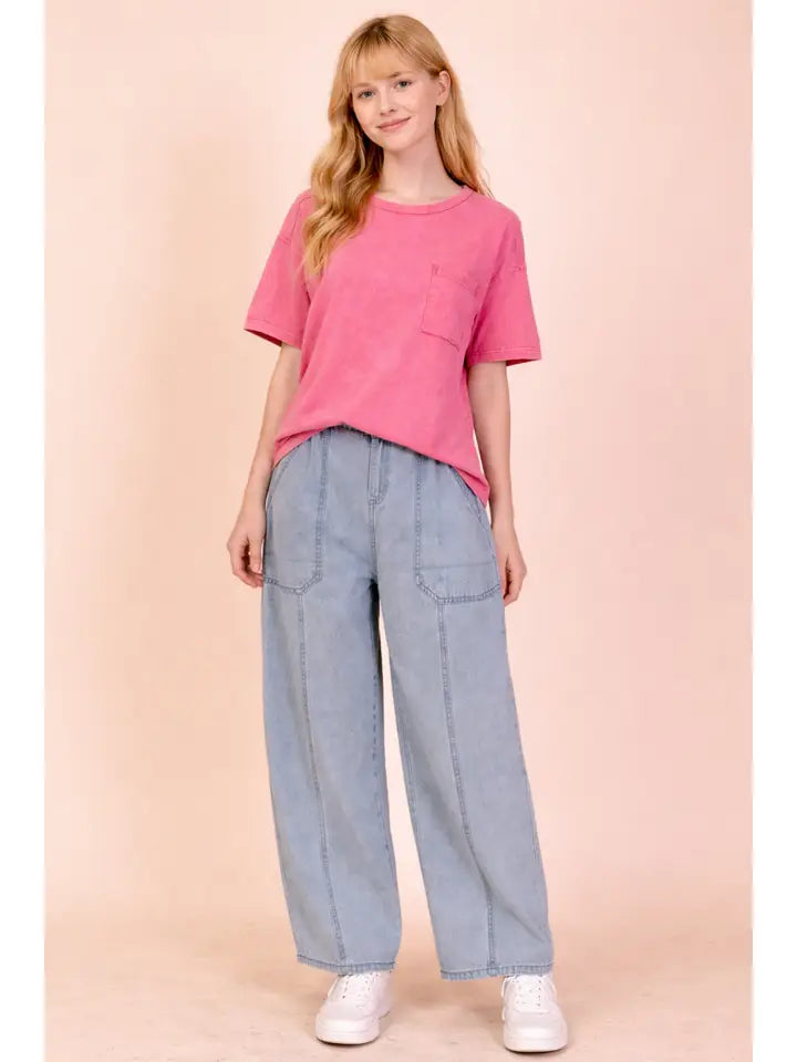 Mineral Washed Pocket Tee - Pink