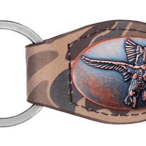 Brown Old School Camo Leather Key Fob - Mallard Concho