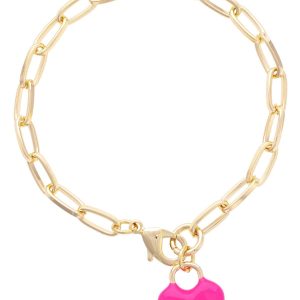 Bowen Puffy Heart Enamel Bracelet in Fuchsia