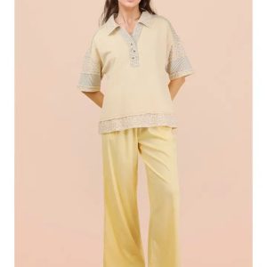 Oversized Collard Knit Top - Natural
