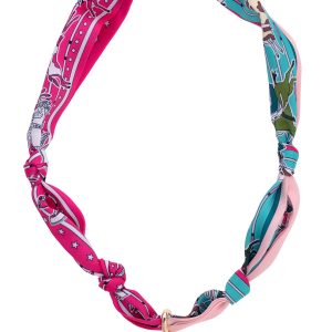 Sophia Glowing Heart Scarf Necklace in Fuchsia/Turquoise