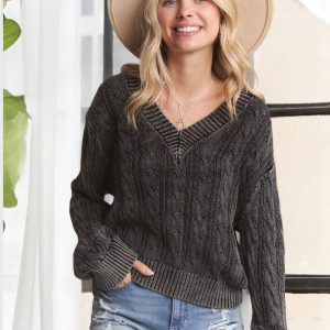 Mineral Washed Sweater - Charcoal
