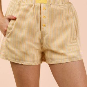 Striped & Checker Boxer Shorts - Yellow Stripe