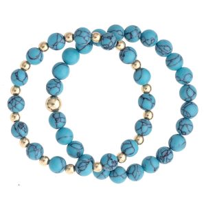 Rio Rancho Beaded Stretch Bracelet Set of 2 in Turquoise
