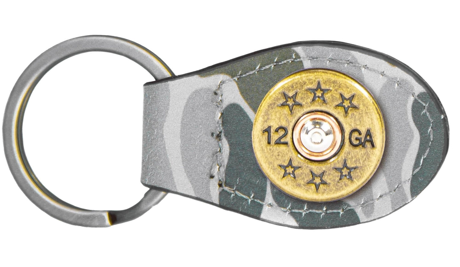 Green Old School Camo Leather Key Fob - Shotshell Concho