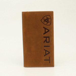 Ariat Rodeo Large Wallet Vertical Debossed Medium Brown