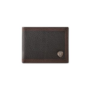 Ariat Mens Bifold with Removable Pass Case Style Wallet Shield - Rowdy Brown