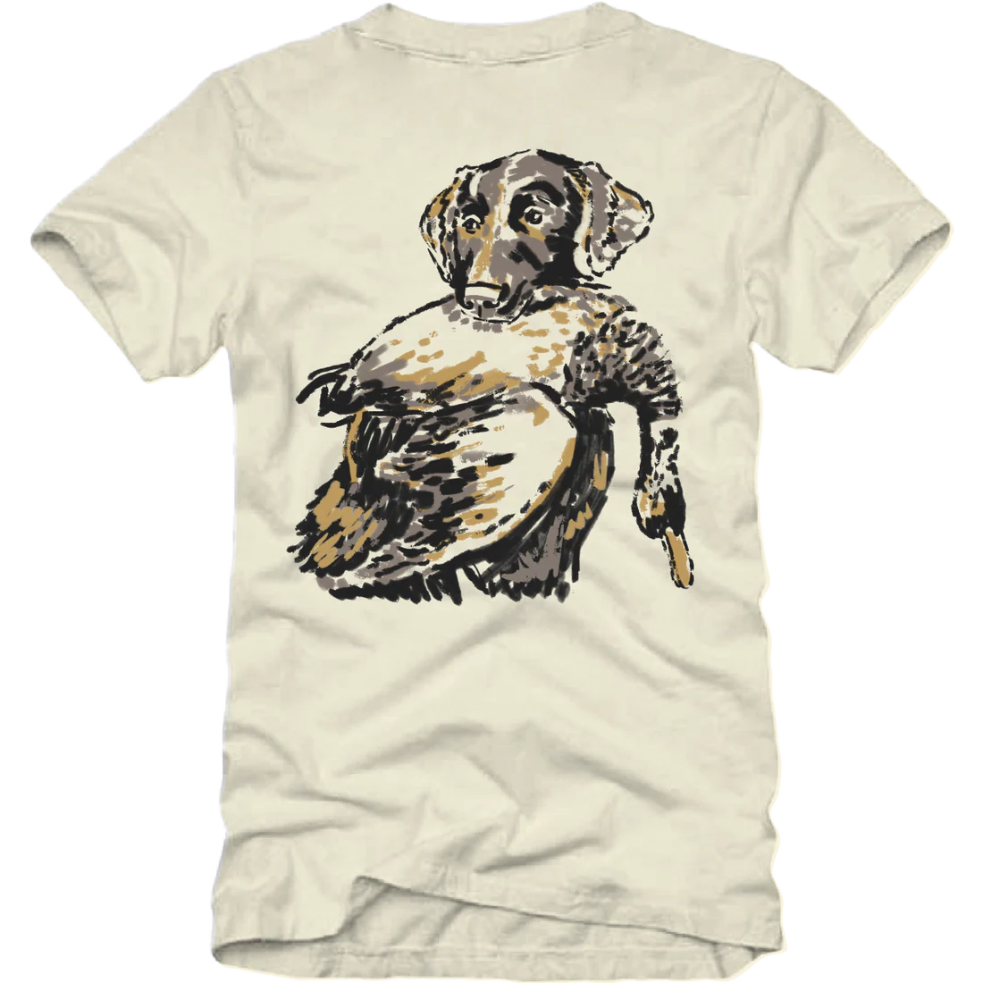 Banded Duck Dog Sketch Graphic Hunting T-Shirt - Ivory