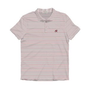 UGA Standing Dawg White, Red & Black Beech Stripe Polo