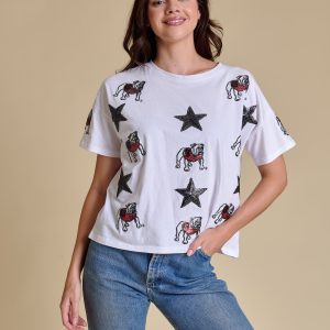 The All Over Sequin Boxy Tee - Georgia