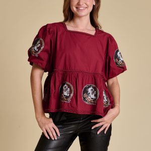 The Puff Sleeve Peplum Top - FSU