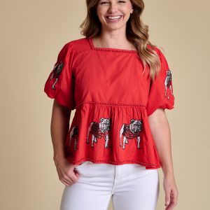 The Puff Sleeve Peplum Top - Georgia