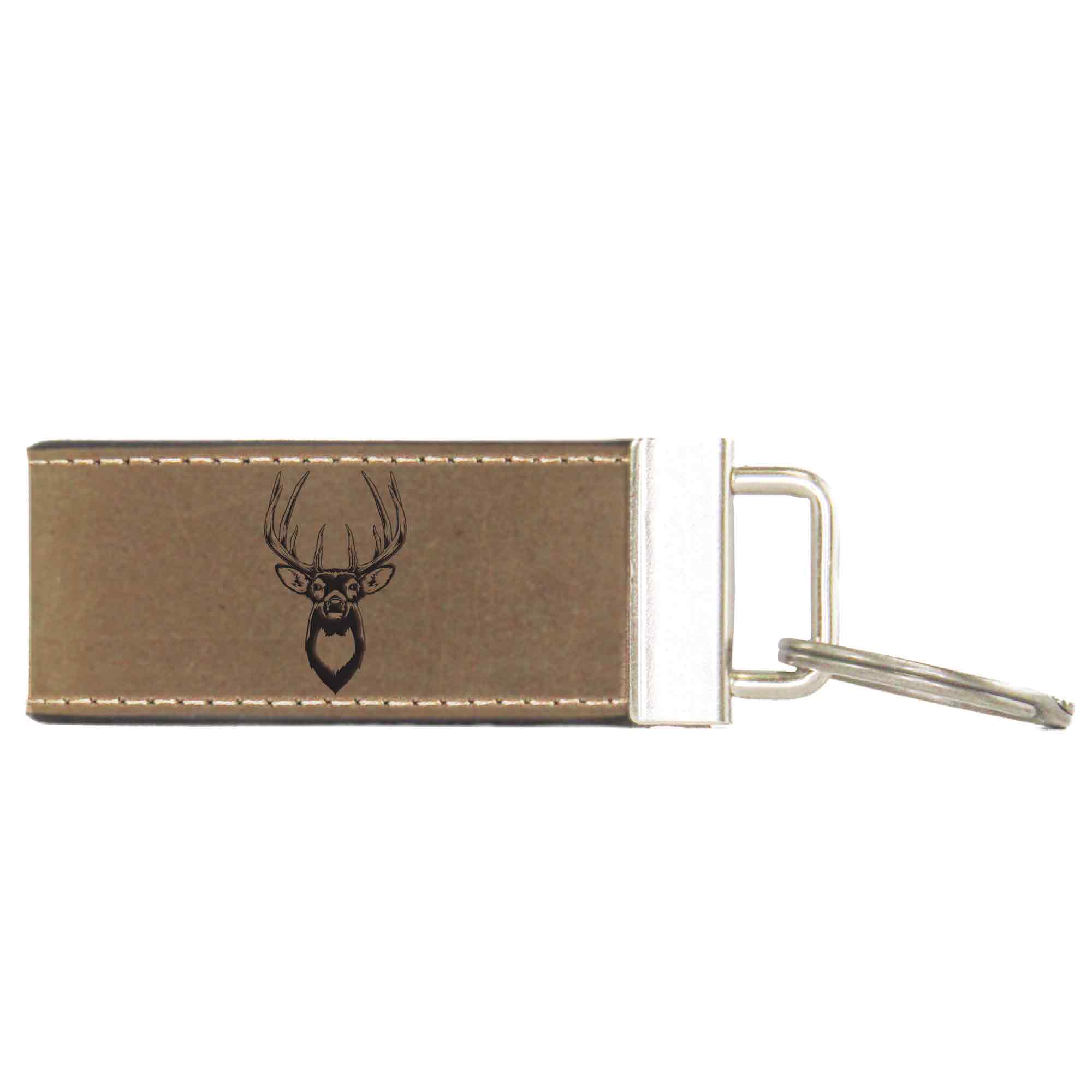 Crazyhorse Leather Key Fob - Engraved Buck