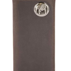 Standing Bulldog Light Brown Crazy Horse Roper Wallet