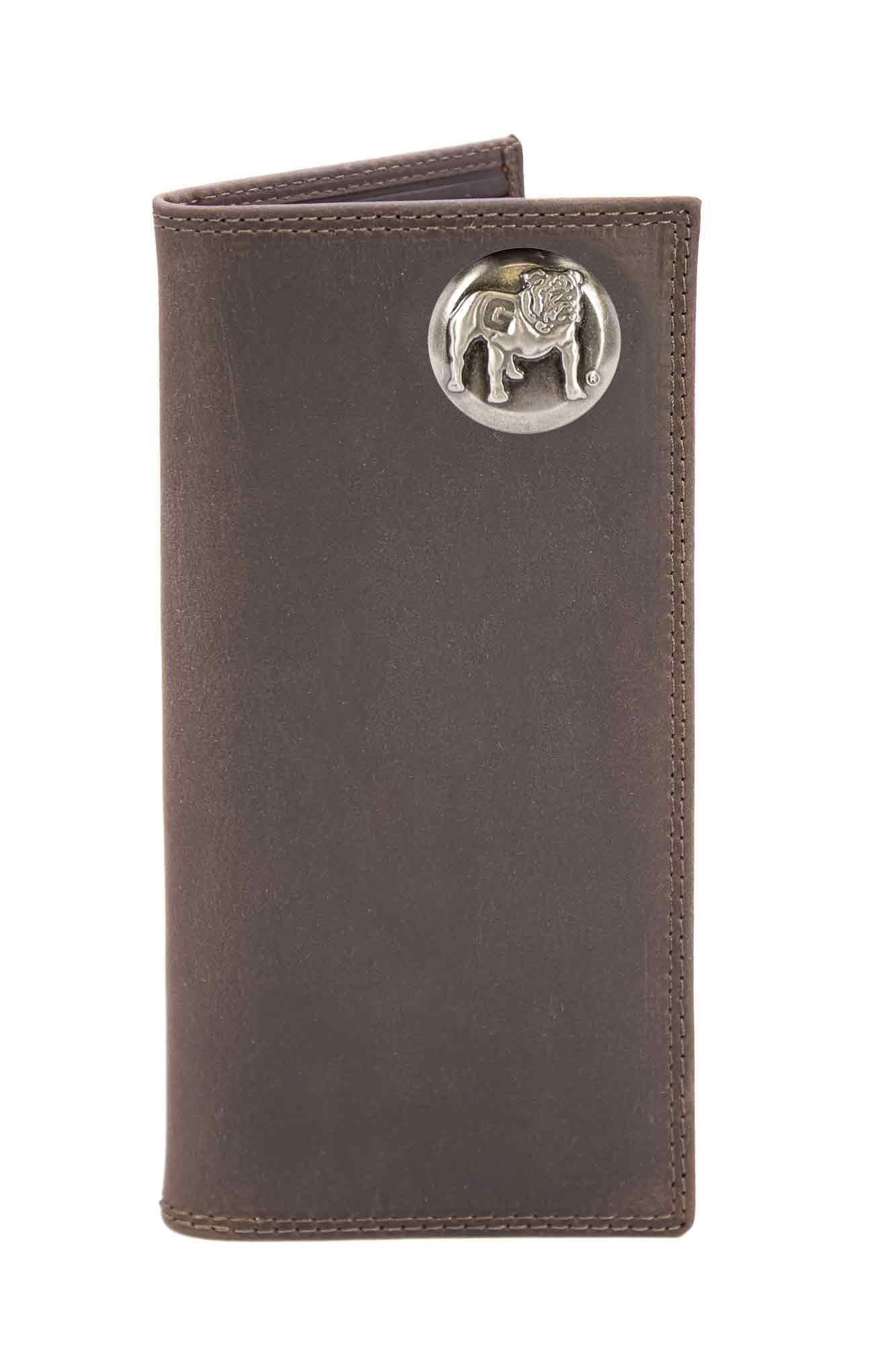 Standing Bulldog Light Brown Crazy Horse Roper Wallet