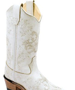 Old West Girls White Fashion Boots